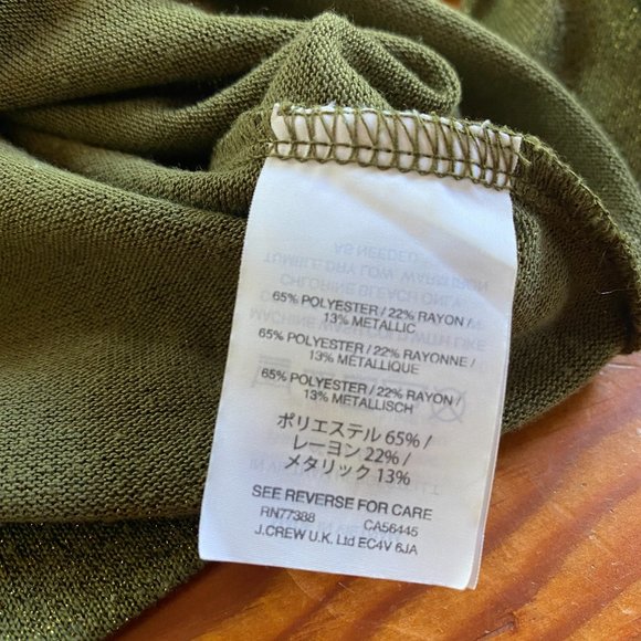 J. Crew Green Metallic Bell Sleeve Top XXS - Picture 2 of 6